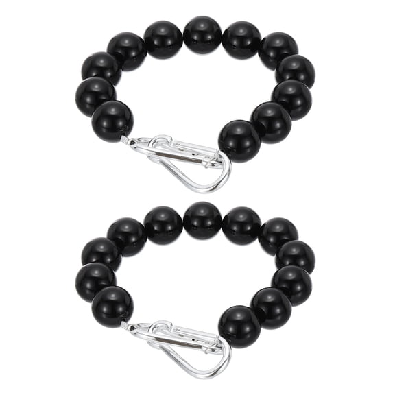 Uxcell Flagpole Retainer Ring, 12 Beaded Mount Ring Keep Flag Close to Pole with Stainless Steel Cable, Black 2 Pcs