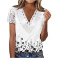 thumbnail image 3 of TaTaai Everyday Casual Floral Print V Neck Top, Women‘s Short Sleeve Pullover Blouse in Lightweight Loose Fit for Spring Season, Weekend & Relaxed Outings Gift, 3 of 5