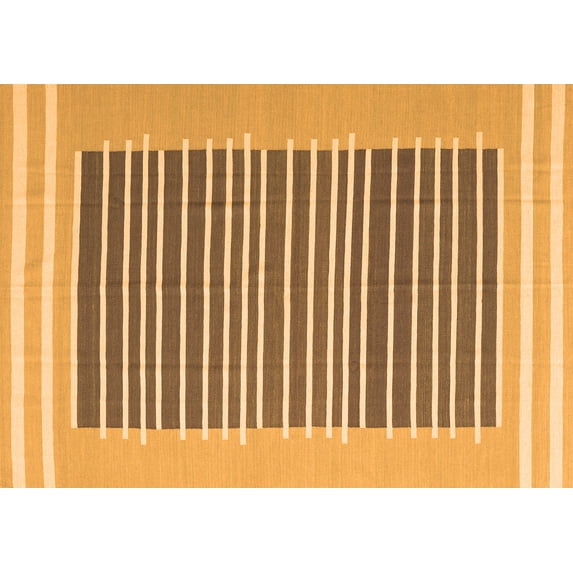 Ahgly Company Indoor Rectangle Abstract Orange Contemporary Area Rugs, 2' x 5'
