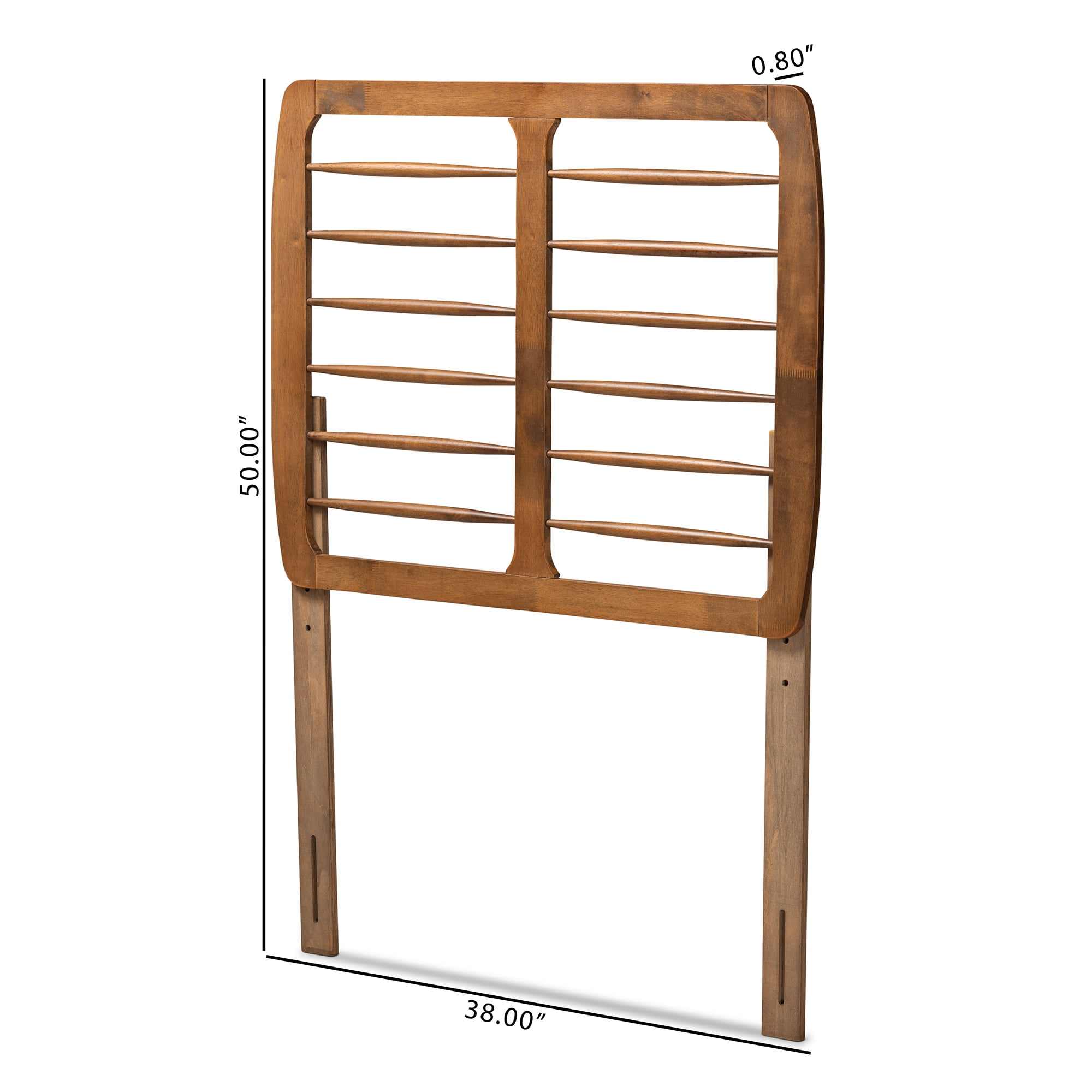 Baxton Studio Carolyn Mid-Century Back Support Rubberwood Headboard, Twin, Ash Walnut