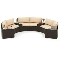 Gymax Set Of 7 Patio Furniture Set w/Tempered Glass Top Side Tables Back & Seat Cushions