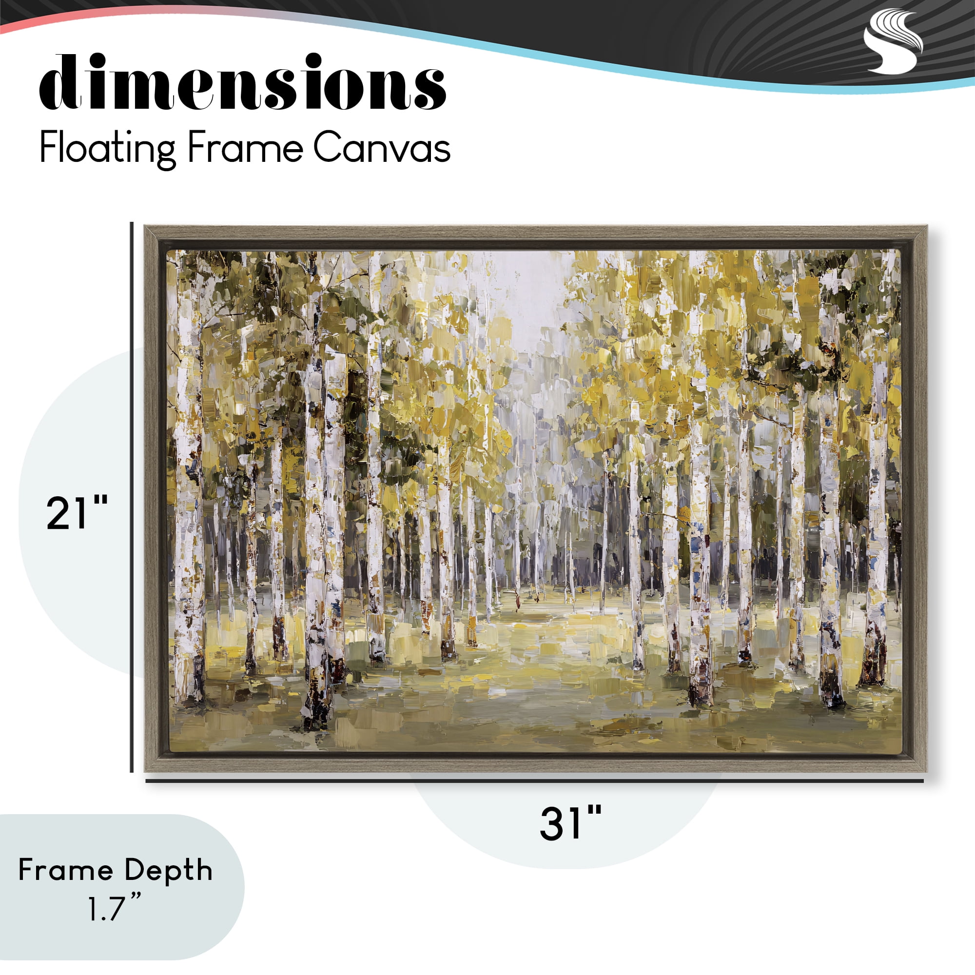 Stupell Industries Impressionist Birch Trees & Fall Leaves Brown Framed Floater Canvas Wall Art, design by Jacky Ngan