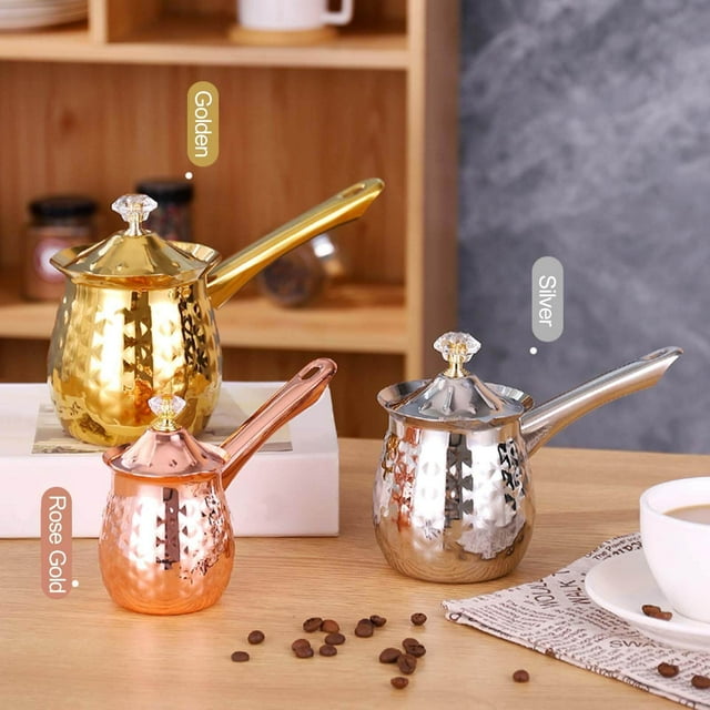 ziyahi Pot avec Long Acier Alimentaire Durable Acier Turc Artisanat Poignée Tasse Pot de Fusion de Cire Grand Application Turc Long Argent
