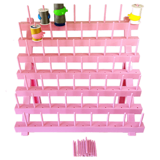Hexagon Wooden Thread Holder Stand - 72-Spool Organizer, 360° Rotating For Sewing & Embroidery
