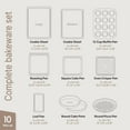 thumbnail image 2 of Bakken- Swiss 10-Piece Kitchen Baking Pan Set - Commercial Grade Carbon Steel Bakeware with Nonstick Coating, Stackable and Space-Saving Design, Oven Safe Tray (up to 450°F), Brown, 2 of 7