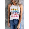 thumbnail image 1 of ABPHQTO Camiseta sin mangas halter ajustada con estampado de flores blancas para mujer, 1 of 5