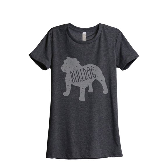 Thread Tank Bulldog Dog Silhouette Women's Relaxed Crewneck T-Shirt Tee Charcoal 2X-Large