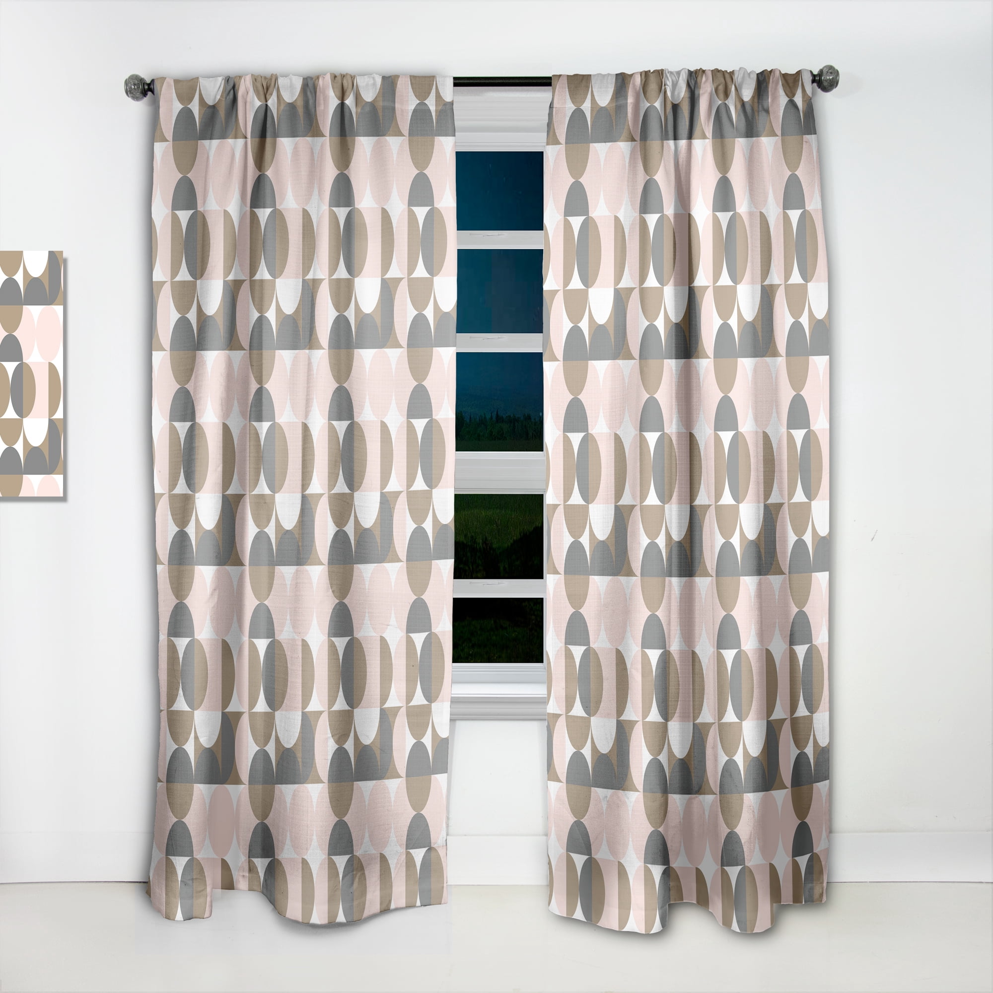 Designart 'Circular Retro Pattern IV' Mid-Century Modern Curtain Panel