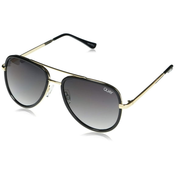 Quay Women's All In Mini Sunglasses, Black/Smoke Fade Lens, One Size