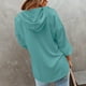 thumbnail image 4 of Top con capucha y mangas largas con cuello en V y botones - Estilo casual de color puro para mujer - Azul verde S, 4 of 6