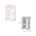 thumbnail image 3 of Royard Oaktree Wine Bar Cabinet with Glass-Door Cabinet and bottle Holder Modern Bar Cart on Wheels with Side Shelves and Top Tray, Wood Kitchen Storage Cart for Home Kitchen Dining, White, 3 of 5