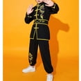 thumbnail image 5 of Yruioon Kids Boys Girls Kung Fu Suit Unisex Children Dragon Embroidery Tai Chi Outfit Chinese Martial Black 120, 5 of 7
