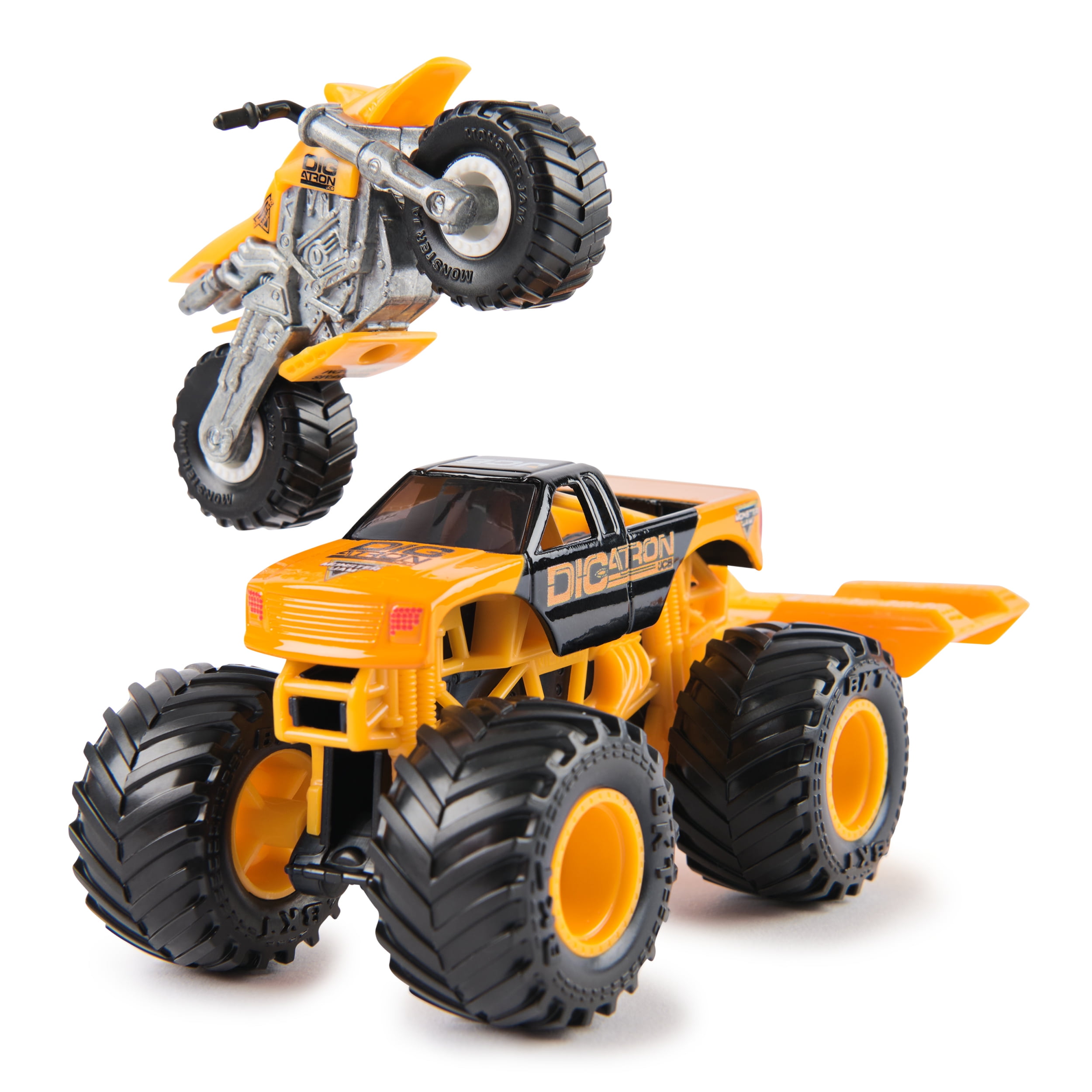 Monster Jam Grave Digger Monster Truck and Dirt Bike Vehicle 2-Pack, 1:64 Scale
