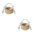 thumbnail image 1 of Methold Cesta de flores con mango de perla para dama de honor romántica, ceremonia de compromiso portátil, diseño Simple, cestas tejidas Tipo 3 2Conjunto, 1 of 6