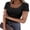02-Black, variant on Women Short Sleeve Tops Scoop Neck Ribbed Knit Slim Fitted Basic Tee Shirt Casual Summer Clothes 2026 Spring Outfits Red Medium