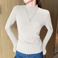 thumbnail image 2 of Vinsonshop Warm Thermal Shirts Women Long Sleeve Mock Neck Fleece Lined Base Layer Slim Fit Tops Cold Weather Beige L, 2 of 4
