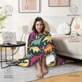 thumbnail image 4 of Wearable Blanket,DarkBlue Colorful Dinosaurs Pattern Hooded Wearable Flannel Blanket for Adults & Teens,Winter Poncho Shawl Wrap Cape Cozy Anti-Pill,50"x60", 4 of 5