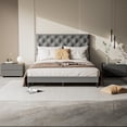 thumbnail image 2 of Homall Upholstered Platform Bed Frame, Mattress Foundation, Wood Slat Support, No Box Spring Needed, Queen, Platform Bed Only, Dark Grey, 2 of 7
