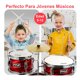 thumbnail image 2 of Set de Batería para Niños Premium Pyle, Kit para Principiantes Junior de 3 Piezas con Bombo de 13", Incluye Redoblante, Tom, Platillo, Trono Ajustable, Silenciadores y Baquetas, Rojo, 2 of 6