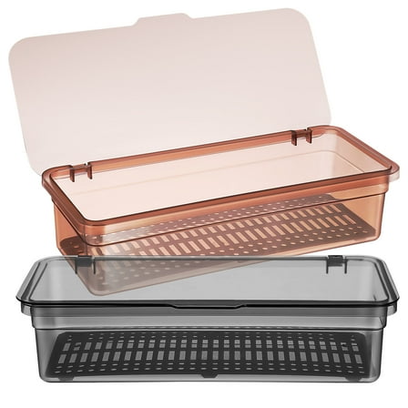 Niceauty 2Pcs Silverware Organizer with Lid Plastic Cutlery Box for Kitchen Storage