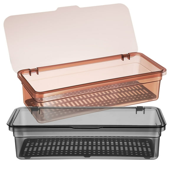 Niceauty 2Pcs Silverware Organizer with Lid Plastic Cutlery Box for Kitchen Storage
