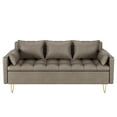 thumbnail image 2 of SAINSPEED Faux Leather Sofa Couch 67" W Sofas with Button Tufted Design and Hand Stitched, Heavy Duty Foundation with Gold Metal Legs, Lift-Up Storage and Bolster Pillows in Dark Brown, 2 of 9