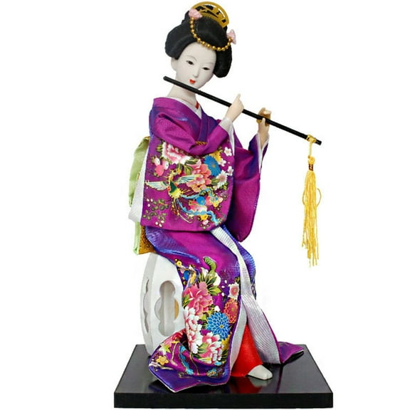 Tizuqe Japanese Geisha Dolls 12Inch Collectible Embroidery Clothing Kimono Figurine