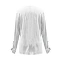 thumbnail image 4 of Plus Size Tops Trendy Western Tops for Ladies V-Neck Pullover Loose Tunic Long Sleeve T Shirts Solid Color Sweatshirts Womens Spring Fashion White M, 4 of 5