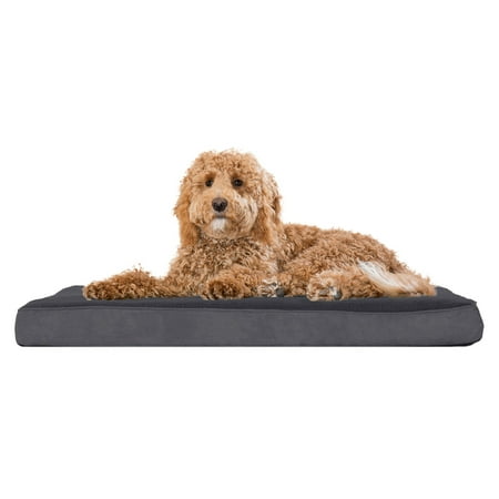 UPC: 0842229122114 | FurHaven Pet Products Snuggle Terry & Suede Deluxe Orthopedic Pet Bed for Dogs & Cats – Gray Large