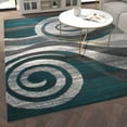 thumbnail image 3 of Emma + Oliver 8'x10' Contemporary Swirl Plush Pile Accent Rug with Scraped Effect in Turquoise, Gray, Black and White and Jute Backing, 3 of 7