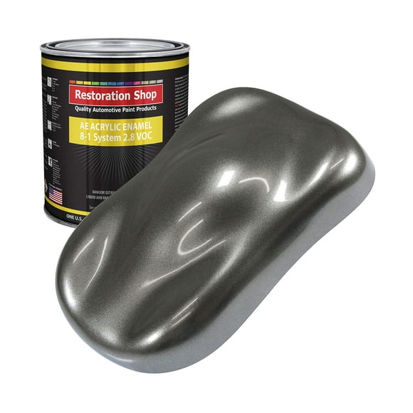 Restoration Shop - Peinture Auto en Émail Acrylique Gris Charbon à Brume de Feu - Couleur de Peinture Gallon Seulement - Revêtement Professionnel à une Étape à Haut Lustre pour Automobile, Voiture, Camion, Équipement, 2,8 VOC
