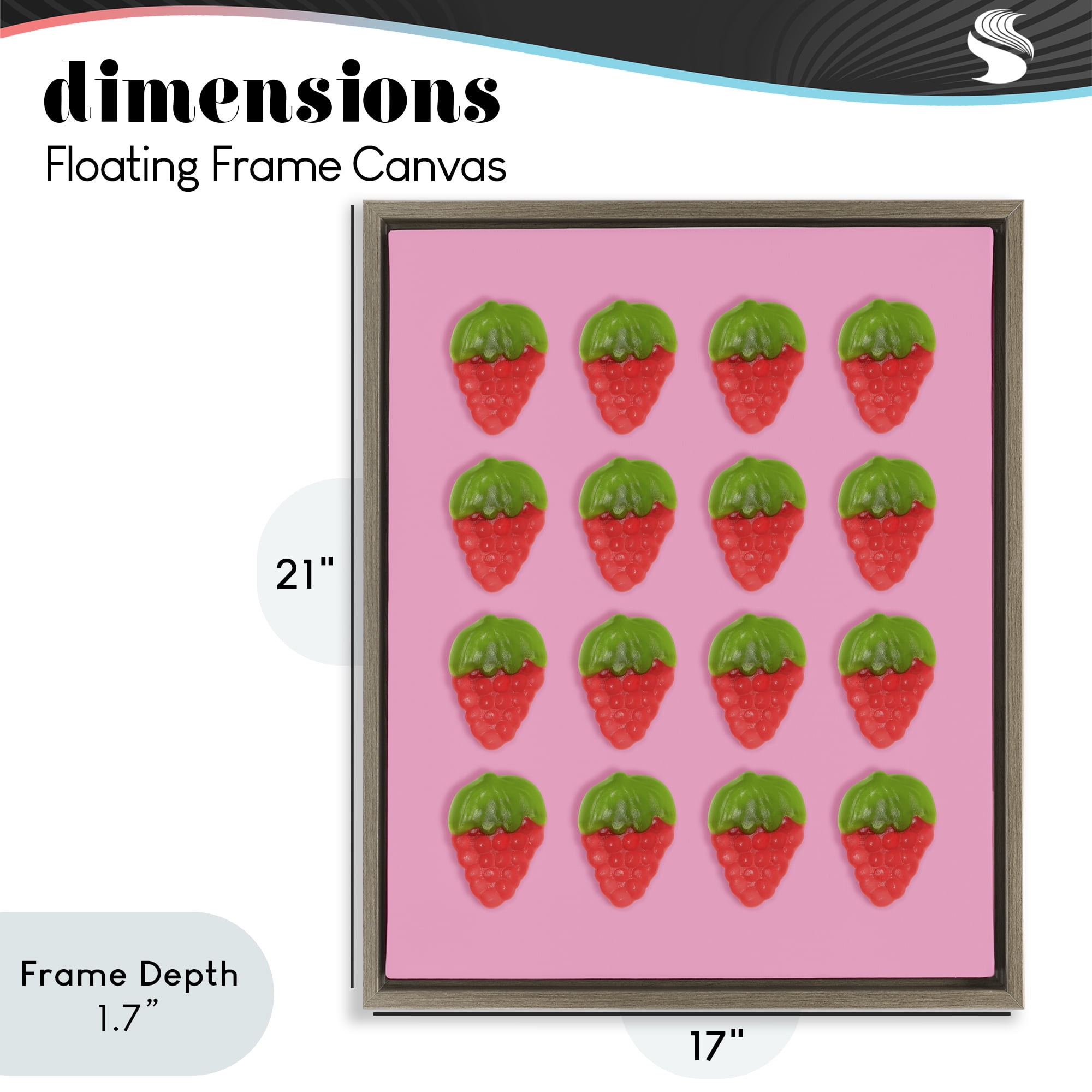 Stupell Industries Gummy Strawberry Candy Pattern Brown Framed Floater Canvas Wall Art, design by LISH Creative