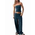 thumbnail image 2 of Conjuntos de Verano para Mujer, Conjuntos de Dos Piezas para Estar en Casa, Top y Pantalón de Tubo A Rayas, Conjuntos A Juego para Vacaciones en la Playa Rayas Azules XL, 2 of 8