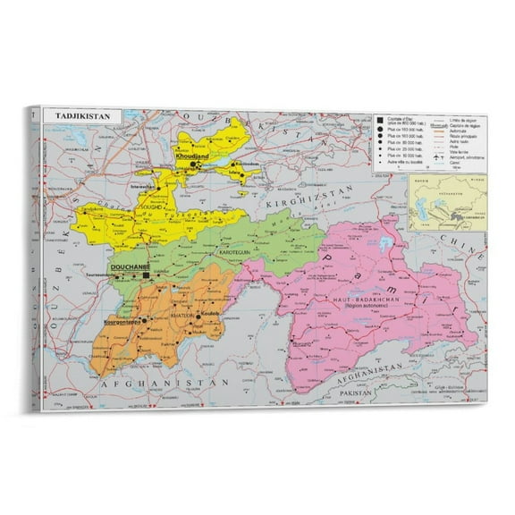 Tajikistan Map Posters Home Decor Poster Wall Art Hanging Picture Print Bedroom Decorative Painting Posters Room Aesthetic 12x18inch(30x45cm)