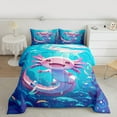 thumbnail image 2 of Manfei Funny Axolotl Child Full Size Comforter Sets, Blue Pink Cartoon Bedding Comforter Set, Kawaii Cute Animal Reversible Bedding Sets, Super Cozy Room Decor, 3-Piece, 2 of 8