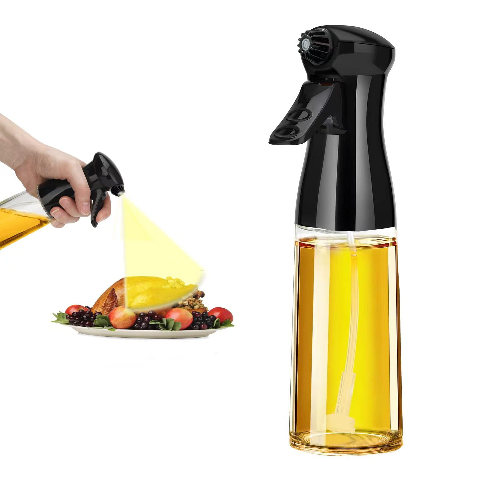 SDJMa Oil Sprayer for Cooking, 260ml Glass Olive Oil Dispenser Bottle,  Vinegar Soy Sauce Dispenser, Oil Mister for Air Fryer Kitchen Gadgets