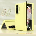 thumbnail image 1 of ELEHOLD for Samsung Galaxy Z Fold 4 2022 7.6 inch Case, Skin-Feeling PC Double Metal Plating Lens Rings Circles Pen Tray Hinge Free Capacitive Shockproof All-inclusive Folding Case for ZFold 4,Yellow, 1 of 7