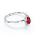 thumbnail image 3 of JeenMata 1.25 Carat Pear Cut Pigeon Blood Ruby & Moissanite Wedding Ring in 18K White Gold over Silver, 3 of 7