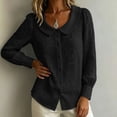 thumbnail image 5 of Sheghy Workout Tops Women's Collared Embroidered Printed Long-sleeved Blouse Black S, 5 of 7