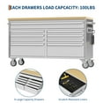 thumbnail image 4 of Studyset 61" Tool Chest Cabinet, Mobile Storage Cabinet, Garage Workbench with 9 Drawers and Power Strip, Rubber Wood Worktop, 1675 LBS Load, Rolling Tool Storage Organizer, 4 of 8