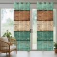 thumbnail image 5 of Outdoor Curtains for Patio Waterproof, Farmhouse Teal Brown Outdoor Privacy Panels Grommet, Vintage Wooden Striped Blackout Outside Curtains for Porch/Cabana/Pergola/Gazebo 54"x84", 2 Panels, 5 of 8