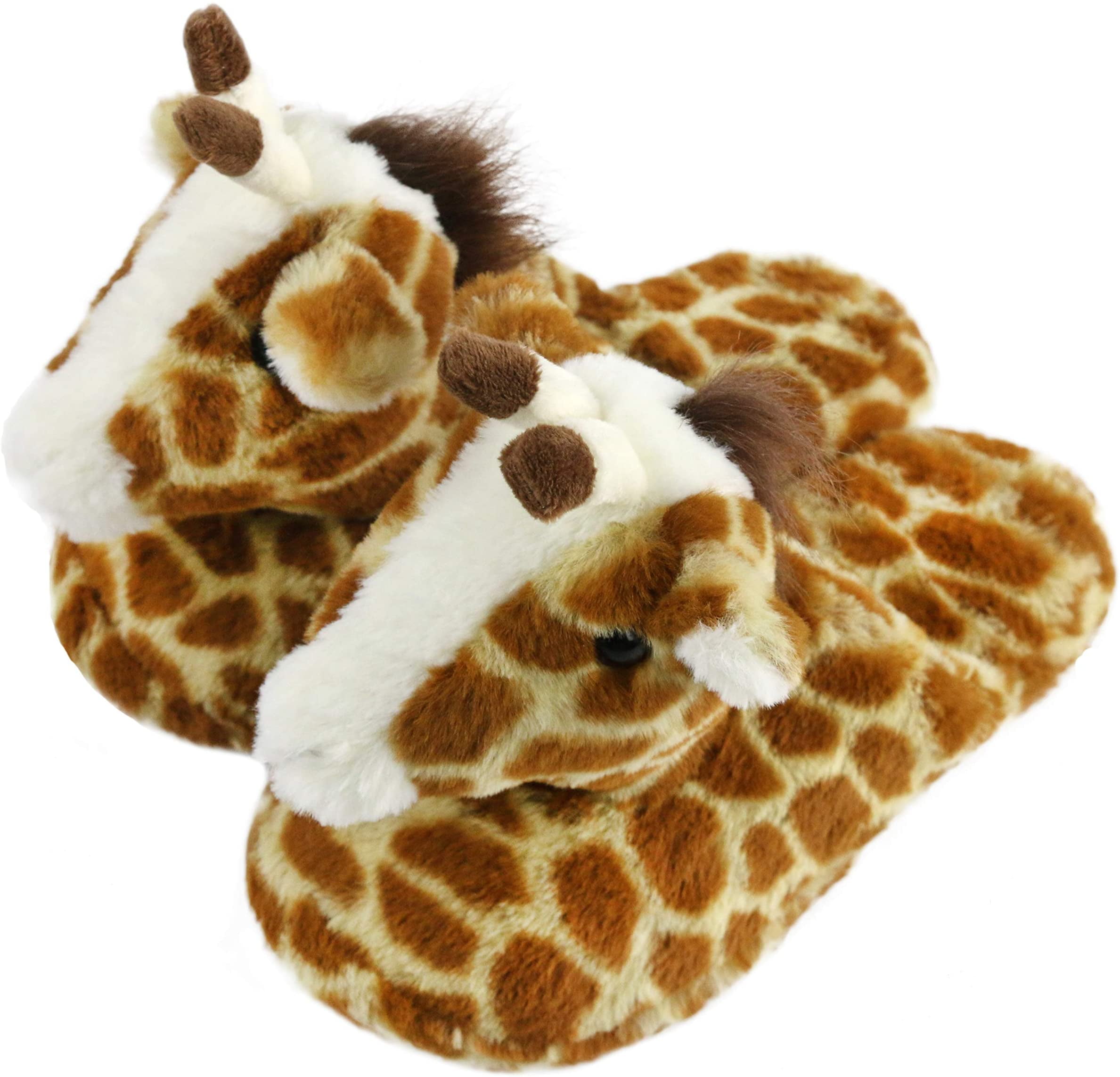 Silver Lilly Giraffe Slippers Plush Animal Slippers w/Comfort Foam Support