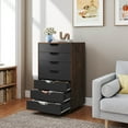 thumbnail image 4 of Costway 7-Drawer Chest Mobile File Cabinet Vertical Filing Organizer with Lockable Wheels Brown, 4 of 10