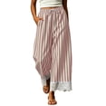 thumbnail image 2 of Bzdzmqm Women Plus Size Wide Leg Striped High Waisted Flowy Casual Lounge Pants Summer Beach Vacation Cropped Trousers Fashion Clothes, Pink L, 2 of 9