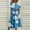 Blue, variant on QUNYINEY Short Sleeve Dresses for Women Floral Casual A-Line Dress Crew Neck Flowy Empire Waist Maxi Sundress