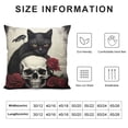 thumbnail image 5 of COMIO  Red Rose Skull and Black Cat Pillow Covers Hallowmas Thanksgiving Farmhouse Outdoor Cat Lovers Room Throw Pillowcase Flannel Sofa Couch Decorative Cushion Case, 5 of 5
