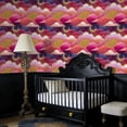 thumbnail image 4 of Boho Peel and Stick Wallpaper Mystical Sky Pink Sun Crescent Moon Golden Cloud Accents Wall Mural 23.6in x 9.8ft Self Adhesive Removable Wall Paper Contact Paper for Nursery Bedroom Cabinets, 4 of 8