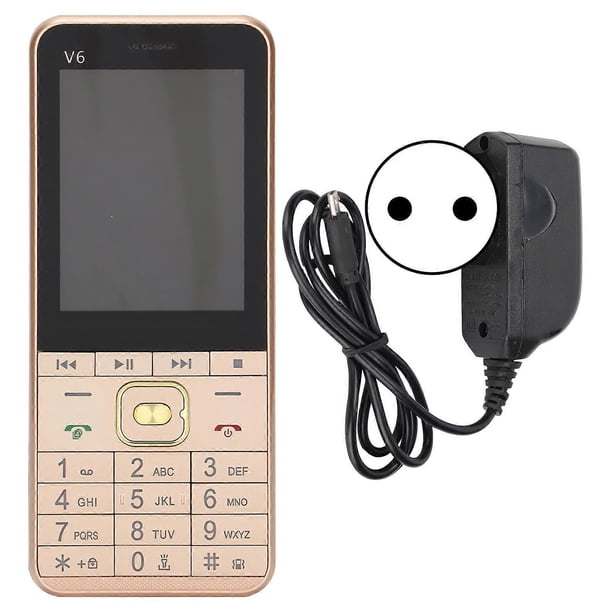 V6 2G Unlocked Button Senior Cell Phone 2.8in HD Screen Four Cards Four Standbys Cellphone for Elderly and Kids 100‑240VGold EU Plug