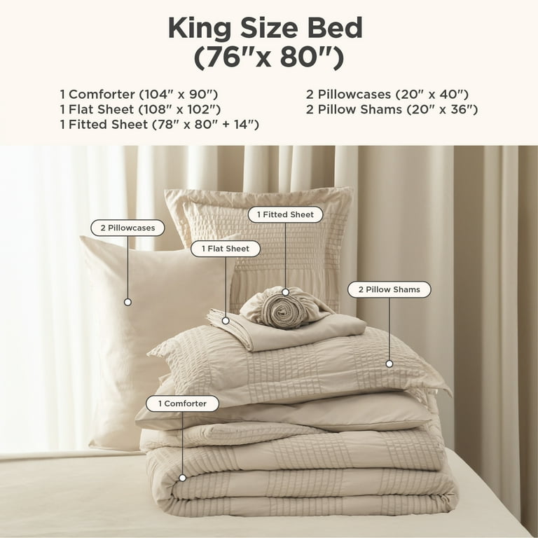Cozy Comfort King Bed in a Bag, 7-Piece Seersucker