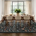 thumbnail image 5 of Lahome Floral Washable Rugs, 8'x10' Area Rug for Living Room, Soft Large Boho Bedroom Rug, Botanical Non Slip Ultra Thin Floor Carpet for Dining Room Nursery Office, Black, 5 of 12